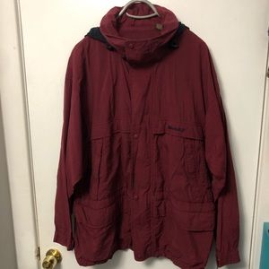 VINTAGE TIMBERLAND HOODED JACKET BURGUNDY XL